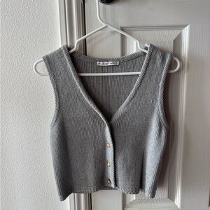 Abercrombie & Fitch Gray Button-Up Sweater Vest